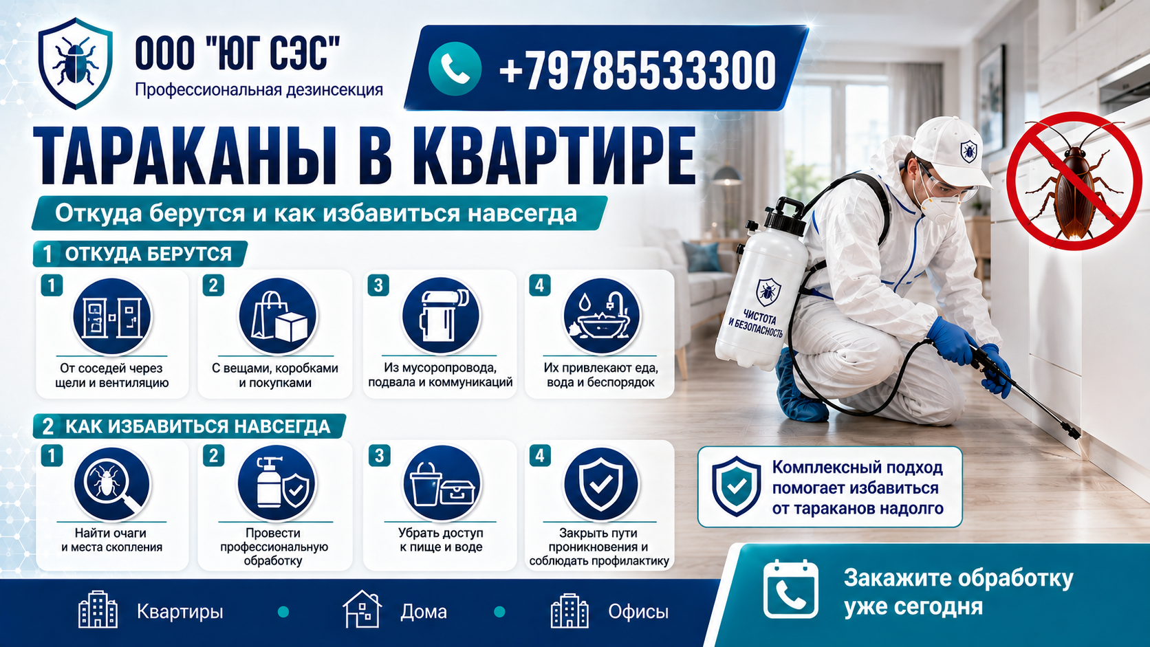 Тараканы в квартире: откуда берутся и как избавиться навсегда | ООО «Юг СЭС»
